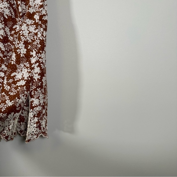 80. Poetry Brown White Floral Sleeveless Blouse Size Small - Picture 7 of 8